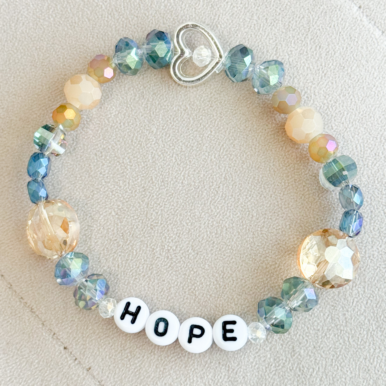 Hope blues Silver heart bracelet